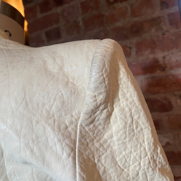 Helmut Lang Fall 2012 White Ivory Leather Blazer SZ 2 - Picture 10 of 11